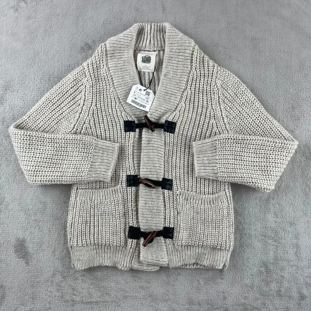 ZARA Knitwear Cardigan Kids Boy 6 Years Natural Wool Blend Sweater Toggle Button